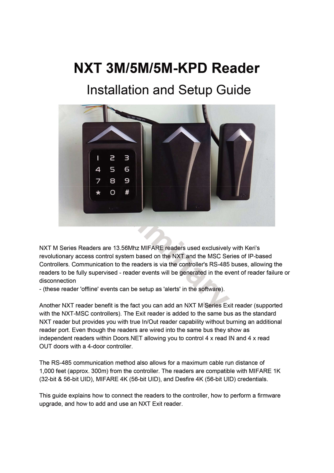 KERI Systems NXT 5M KPD User Manual