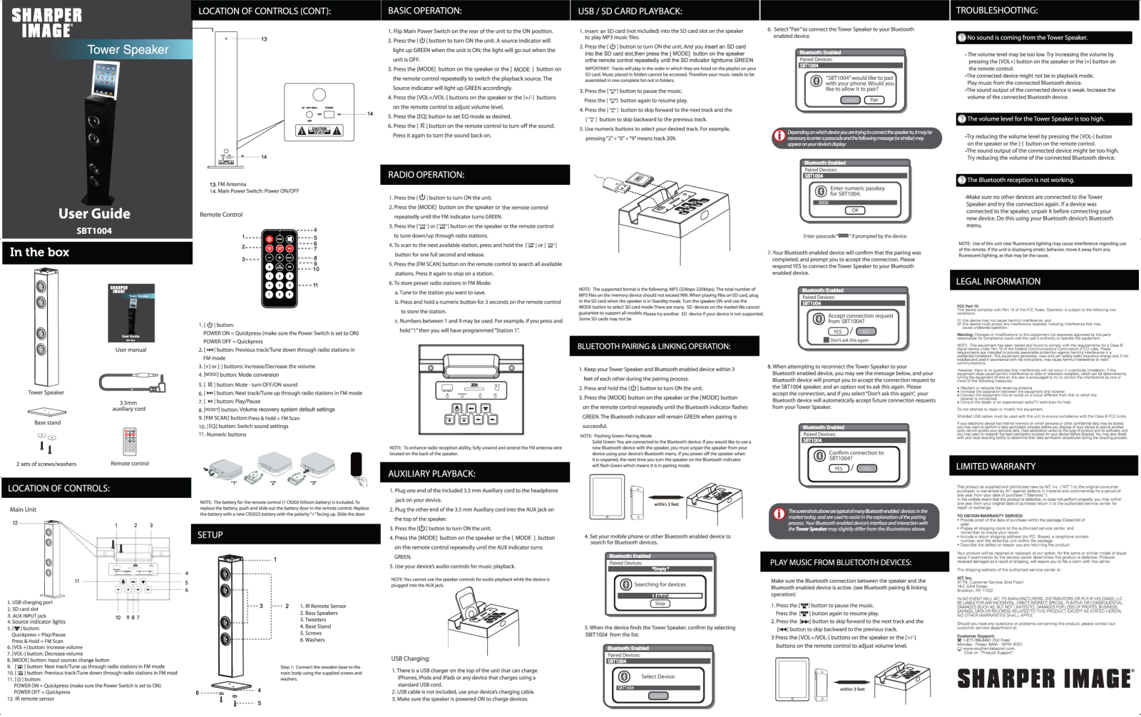 Sharper image SBT1004 User Manual