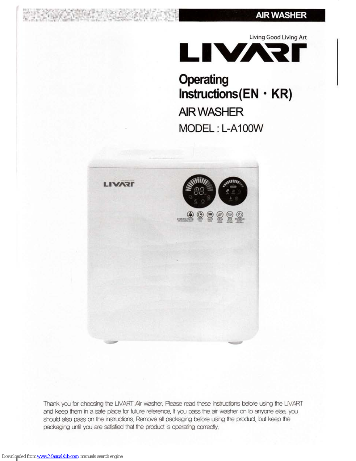 Livart L-A100W Operating Lnstructions - ManualMachine.com