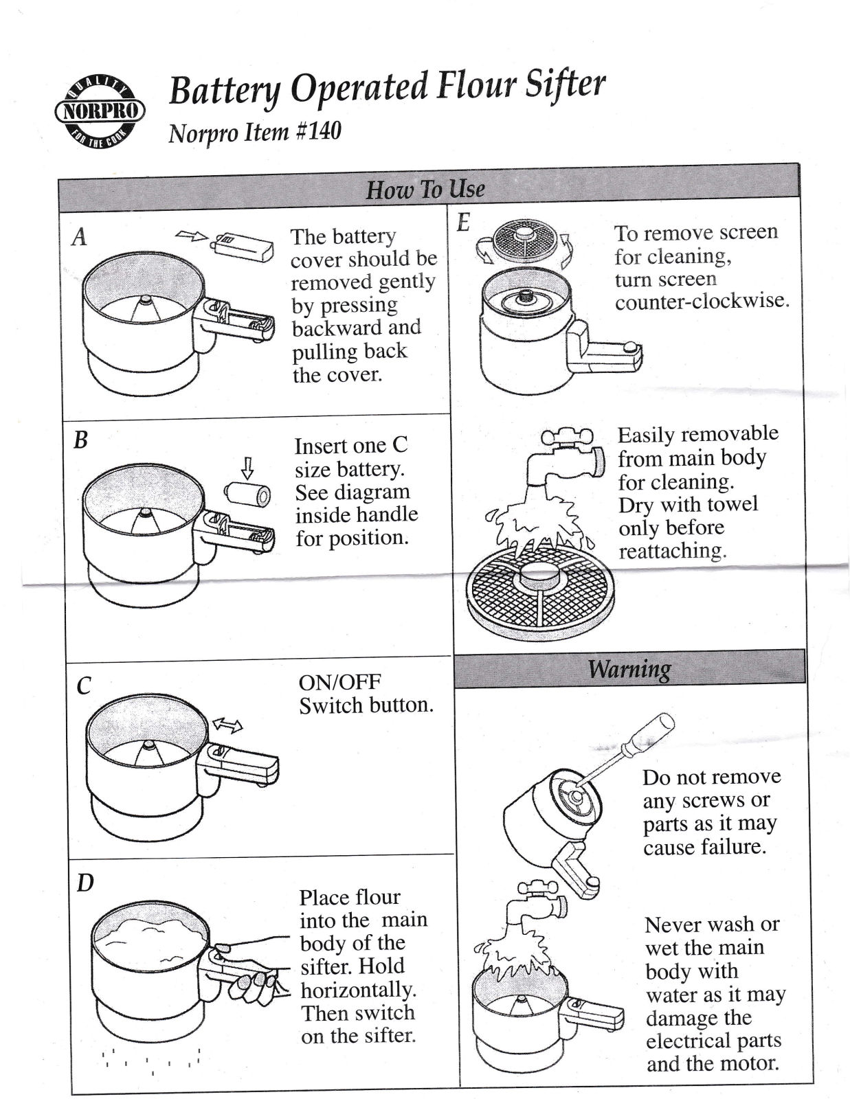 Norpro 140 User Manual