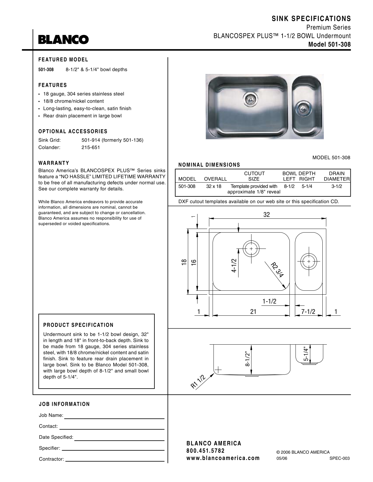 Blanco 510308 User Manual