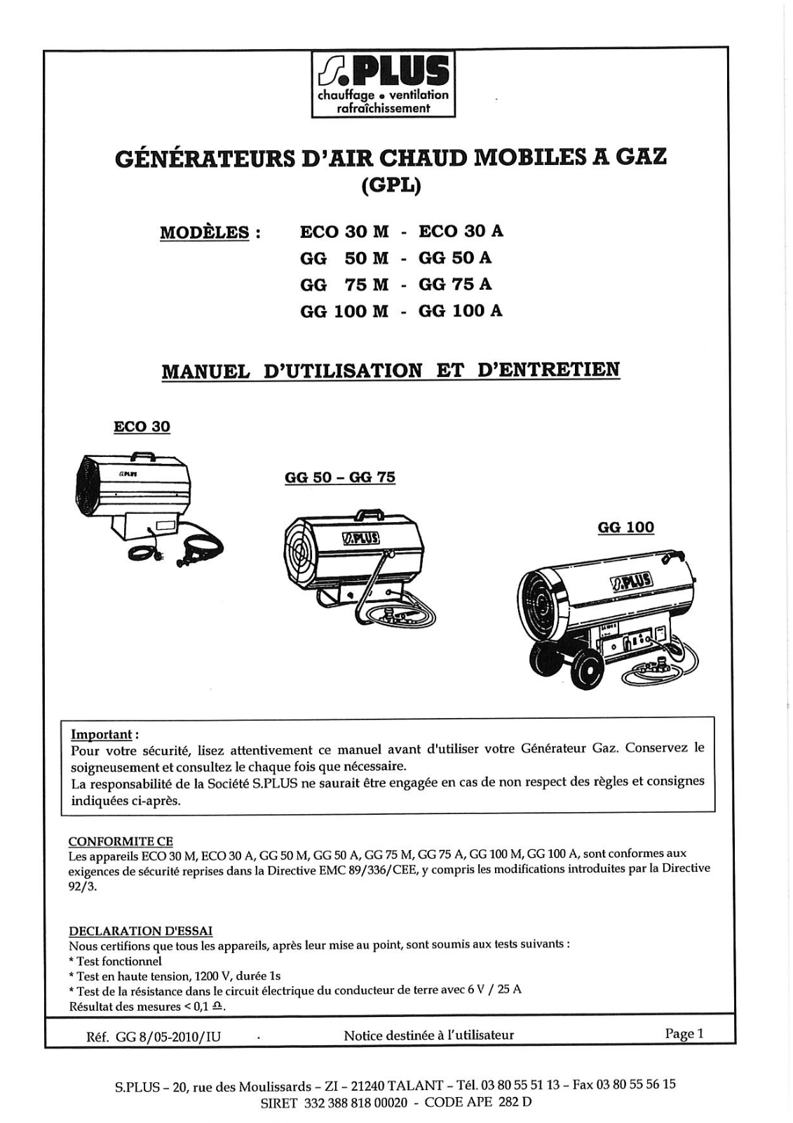 S.PLUS GG 50 A User Manual