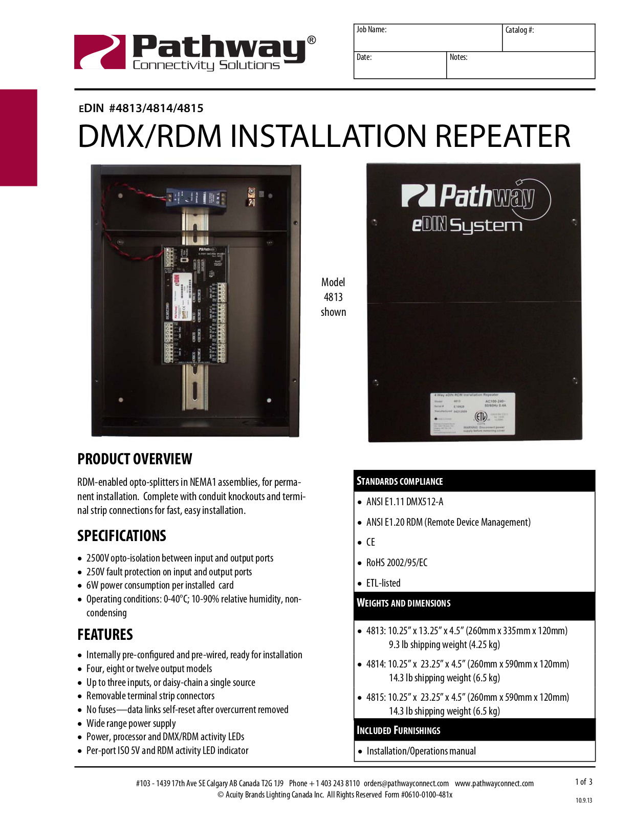 Pathway Connectivity 4813 Data Sheet