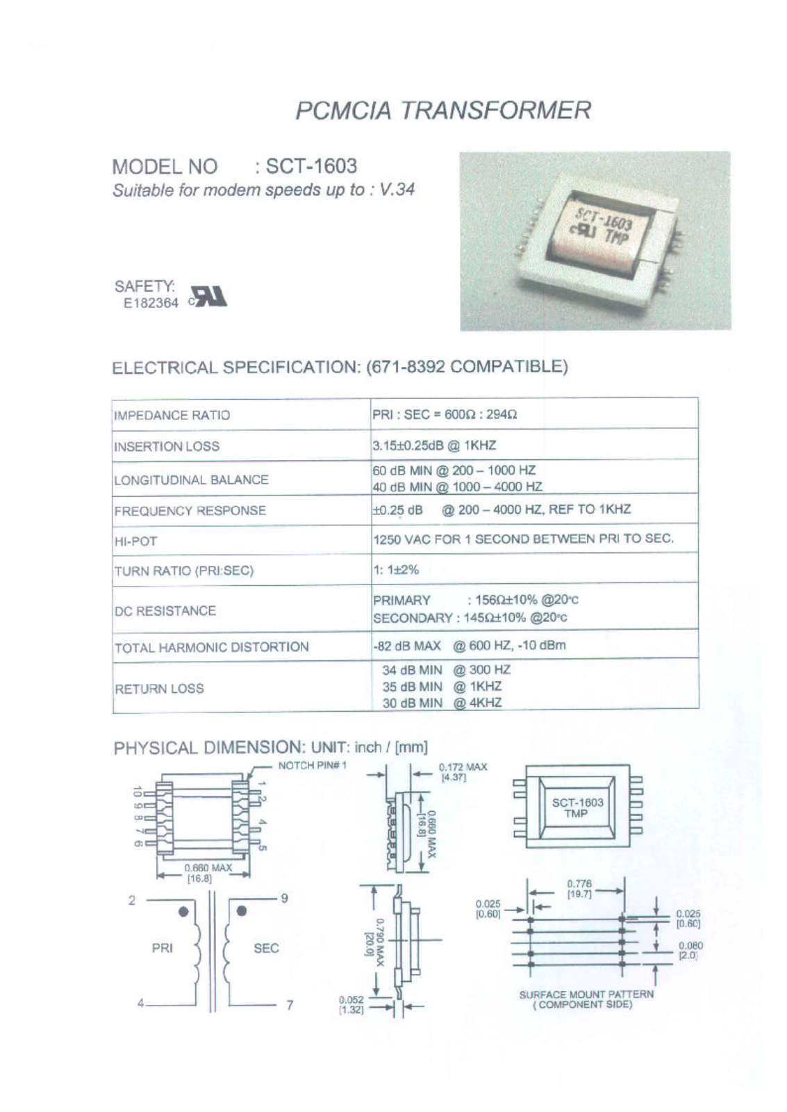 MICRO SCT-1603 Datasheet