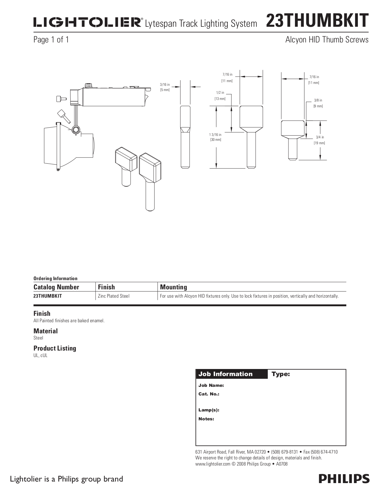 Lightolier 23THUMBKIT User Manual