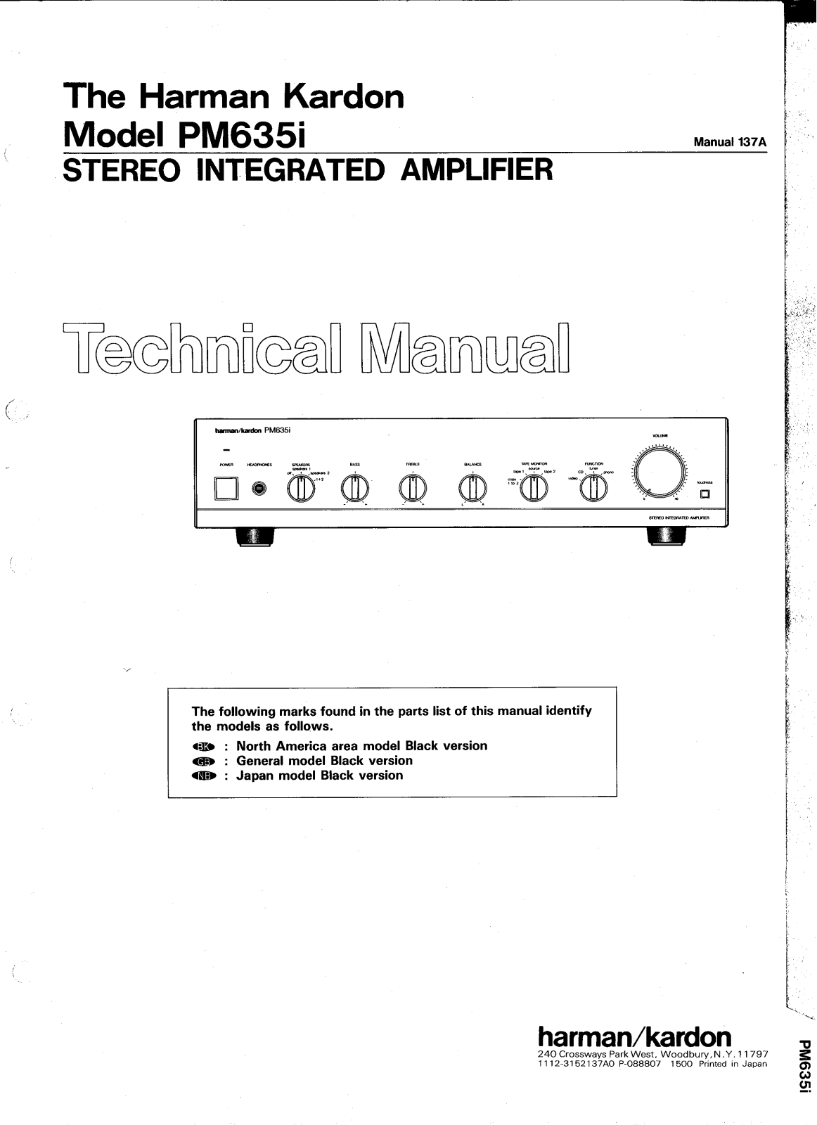 Harman Kardon PM-635-I Service manual