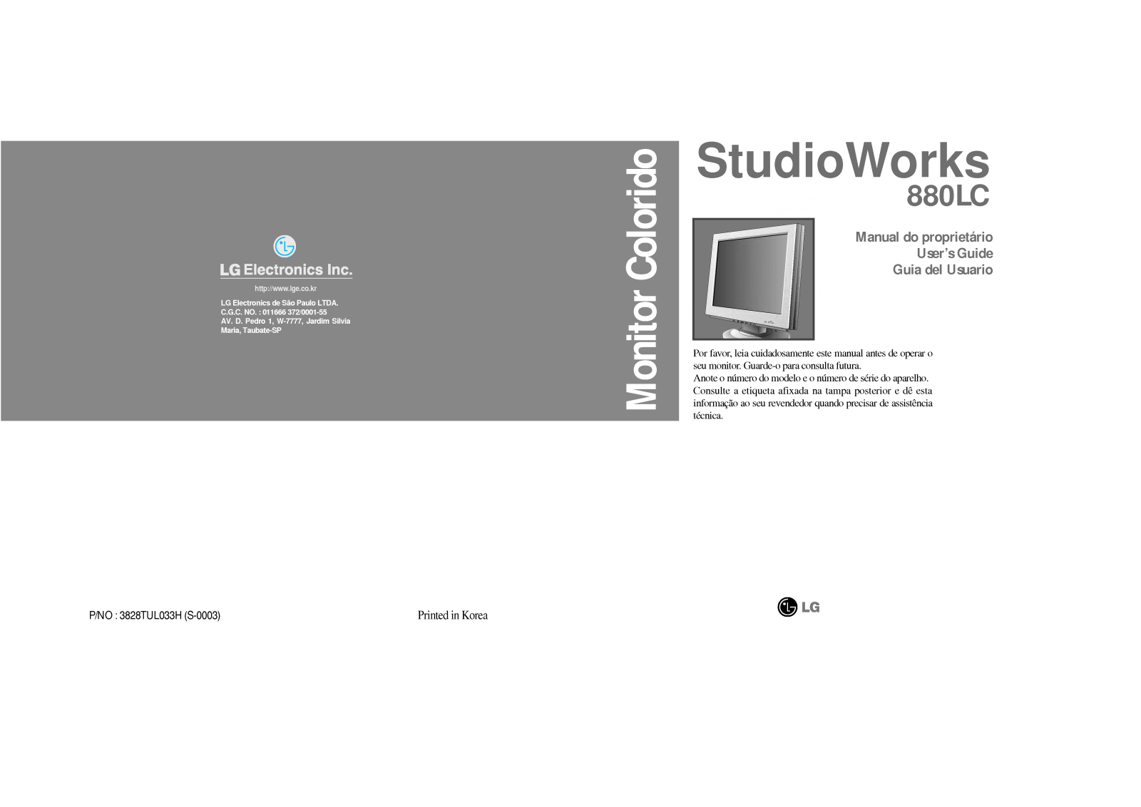 LG STUDIOWORKS 880LC-LB880BU, STUDIOWORKS 880LC User Manual