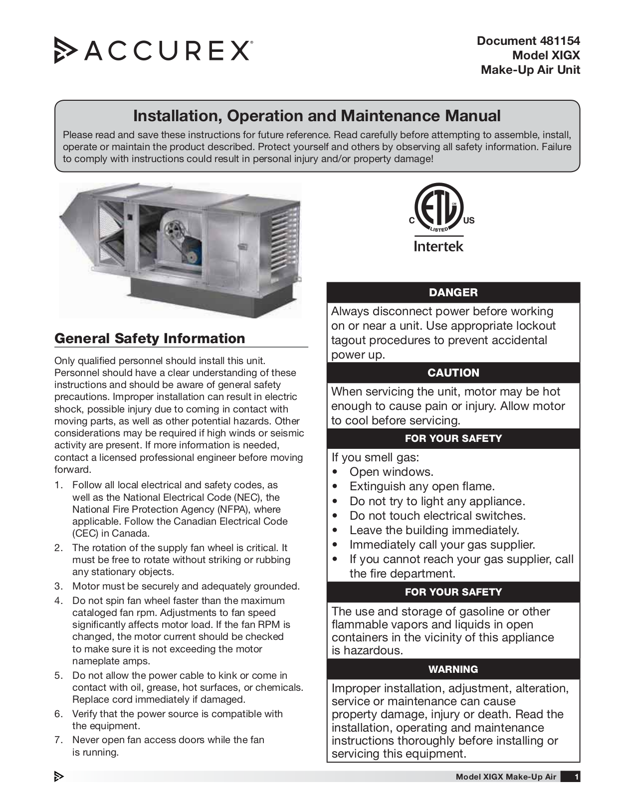 Accurex XIGX Installation Manual