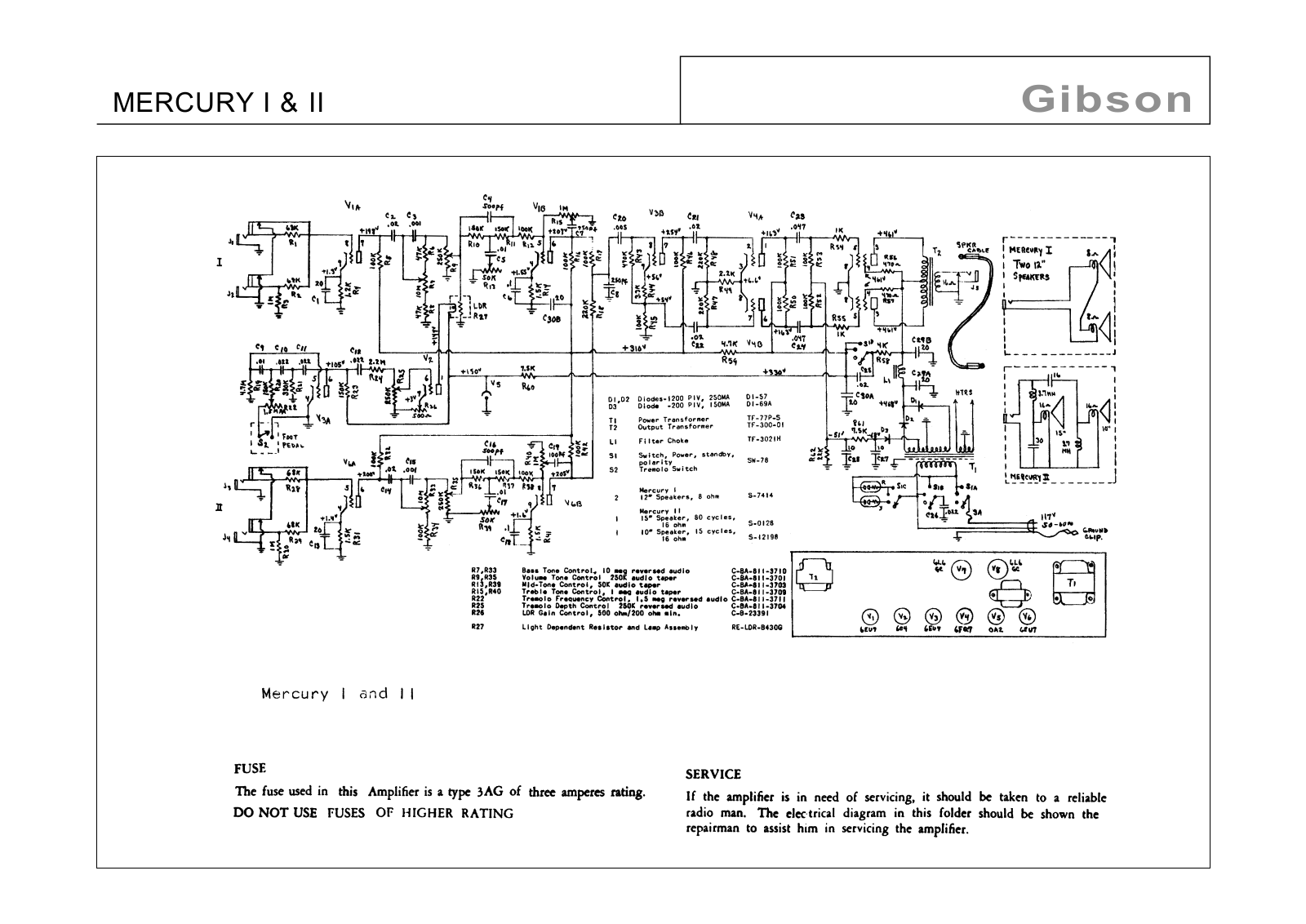 Gibson MERCURY schematic