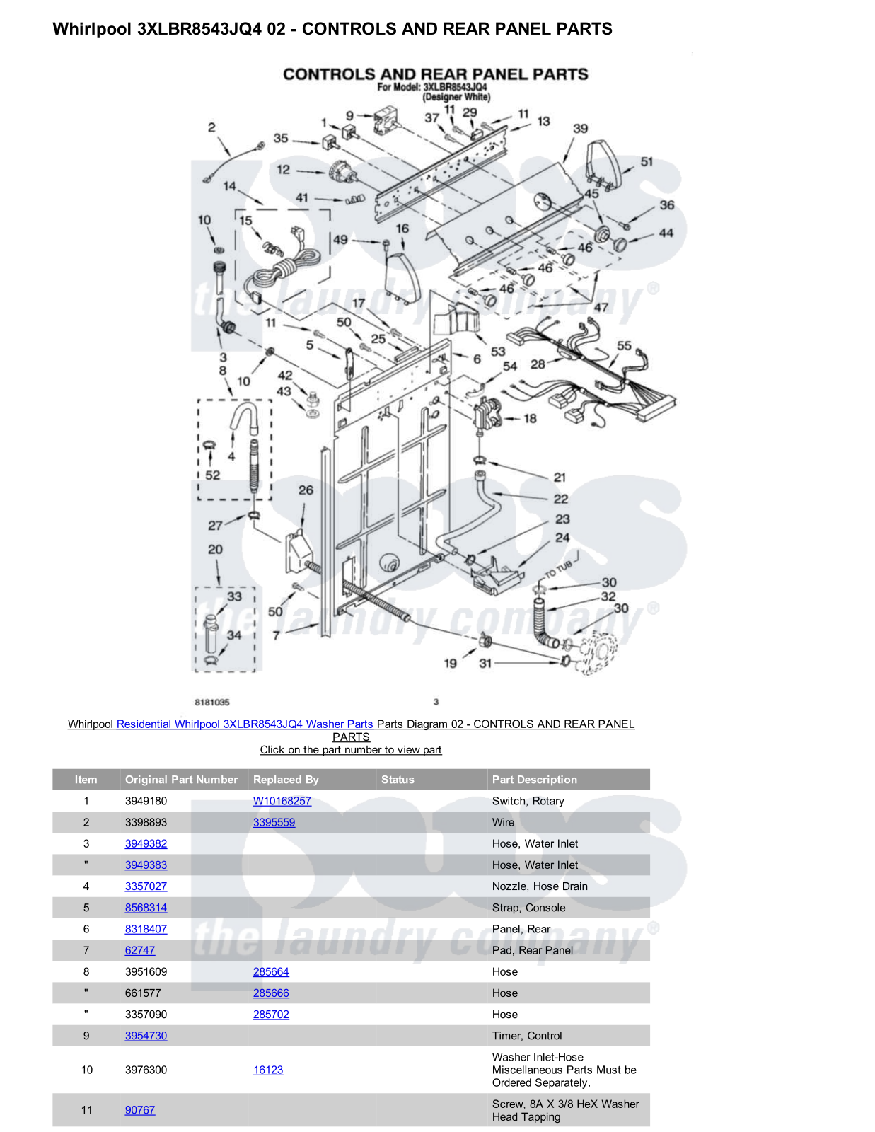 Whirlpool 3XLBR8543JQ4 Parts Diagram