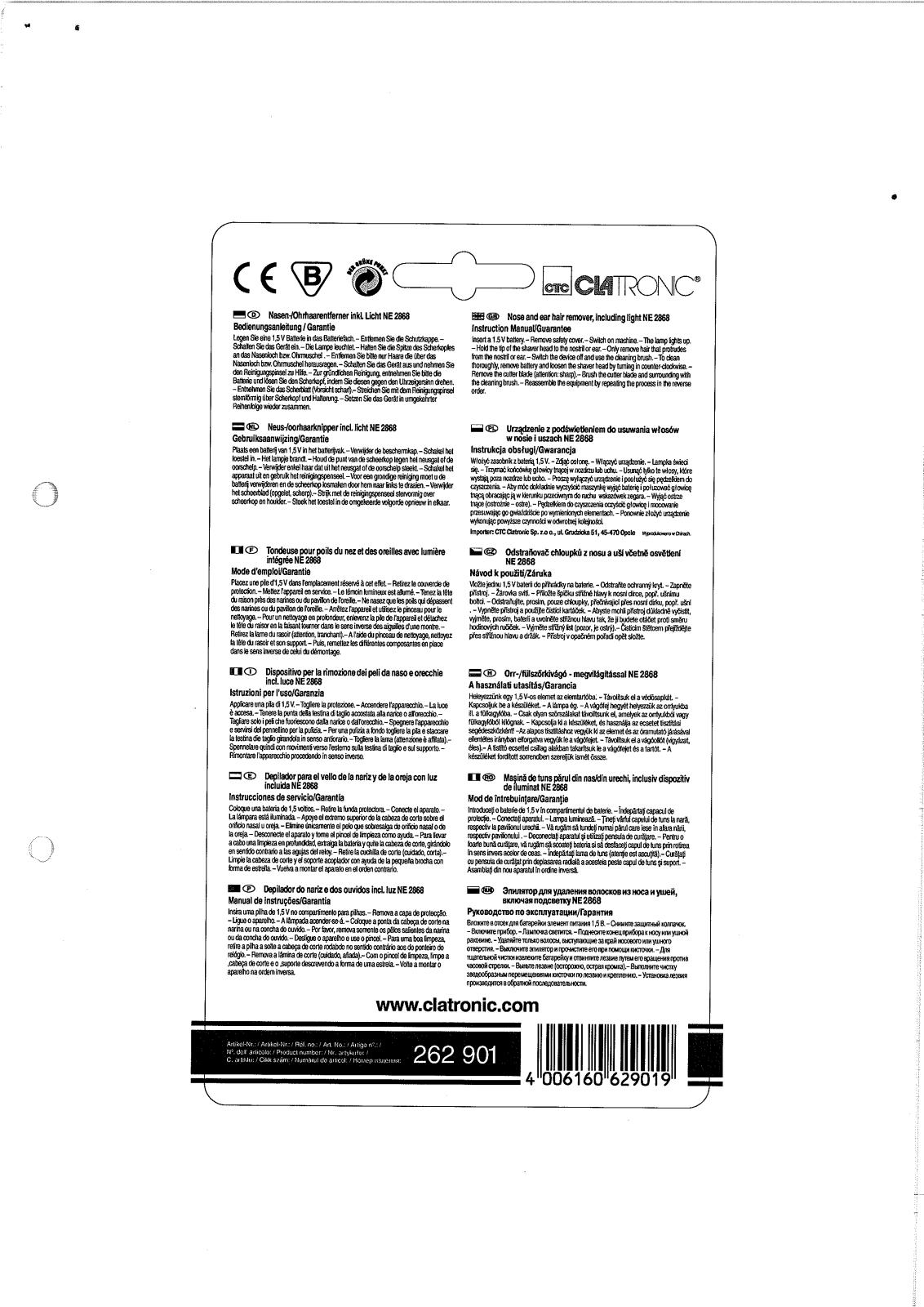 CLATRONIC NE 2868 BLISTER User Manual