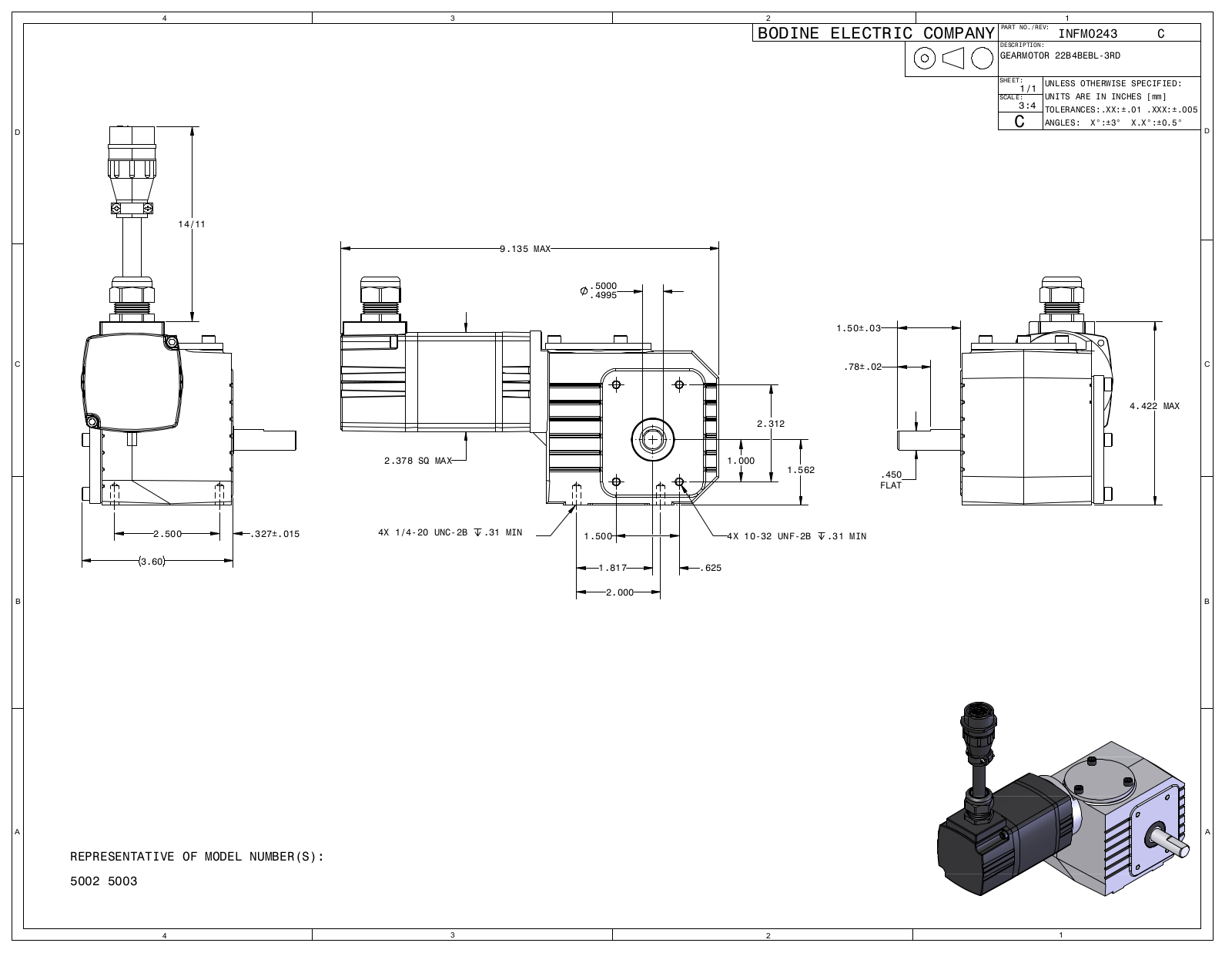 Bodine 5002, 5003 Reference Drawing