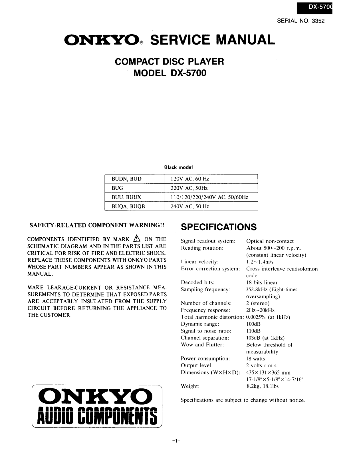 Onkyo DX-5700 Service manual