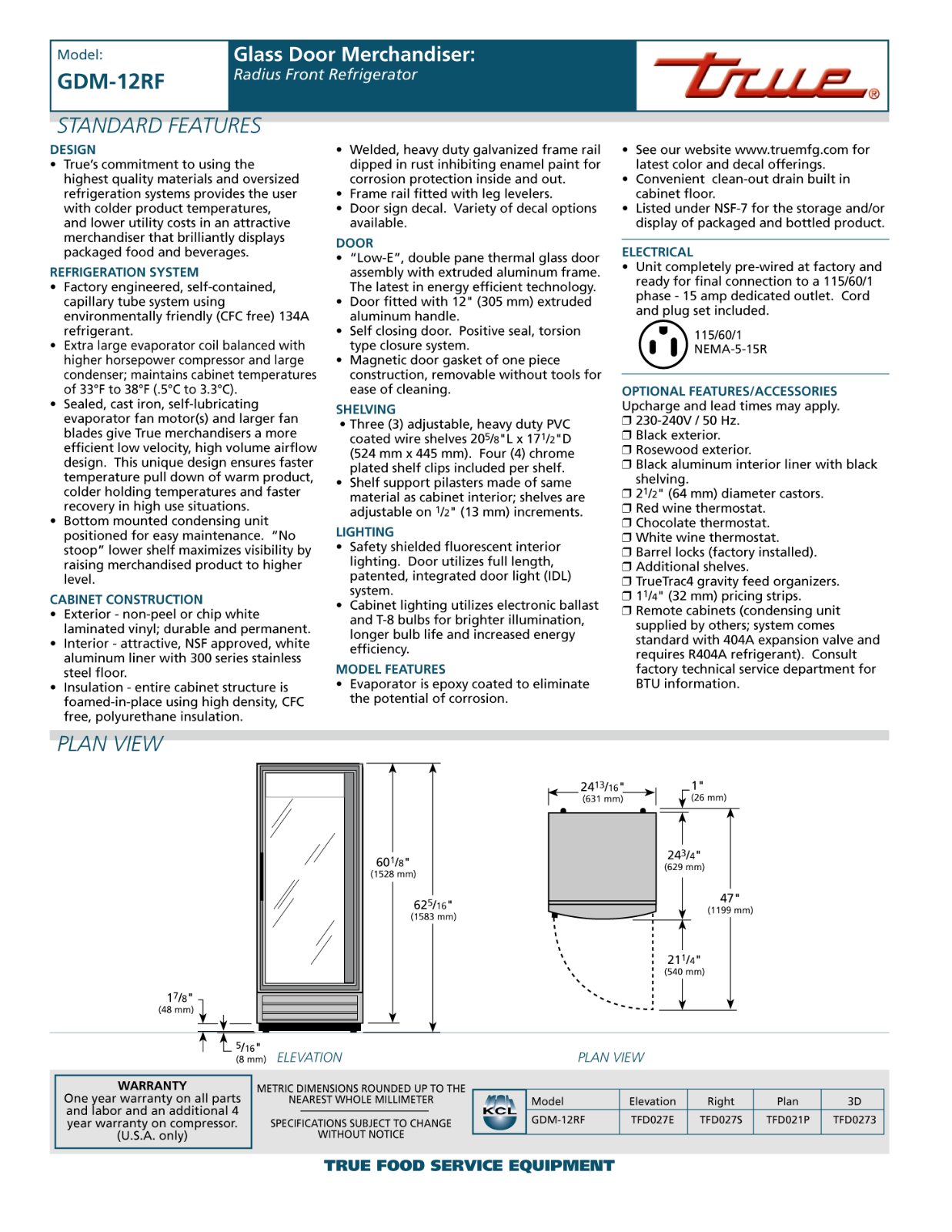 True GDM-12RF User Manual