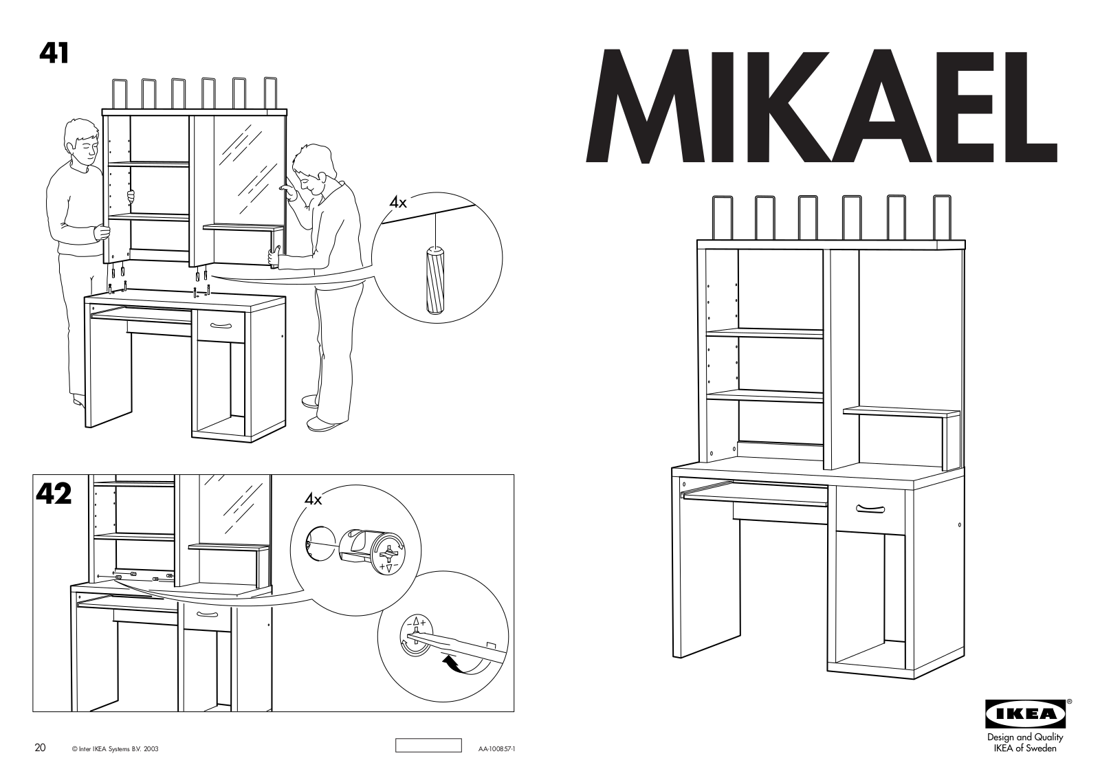 IKEA MIKAEL COMPUTER WORKSTATION 41X20 Assembly Instruction