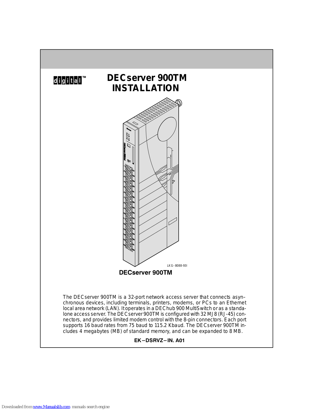 Digital Equipment DECserver 900TM Installation Manual