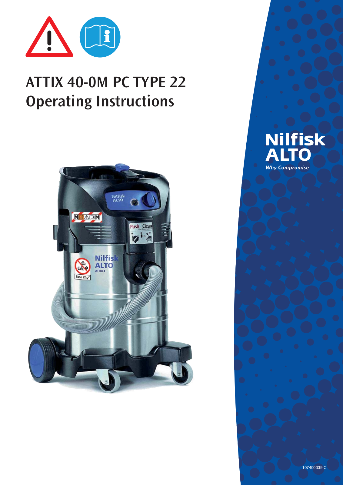 Nilfisk ATTIX 40-0M PC TYPE 22 User Manual