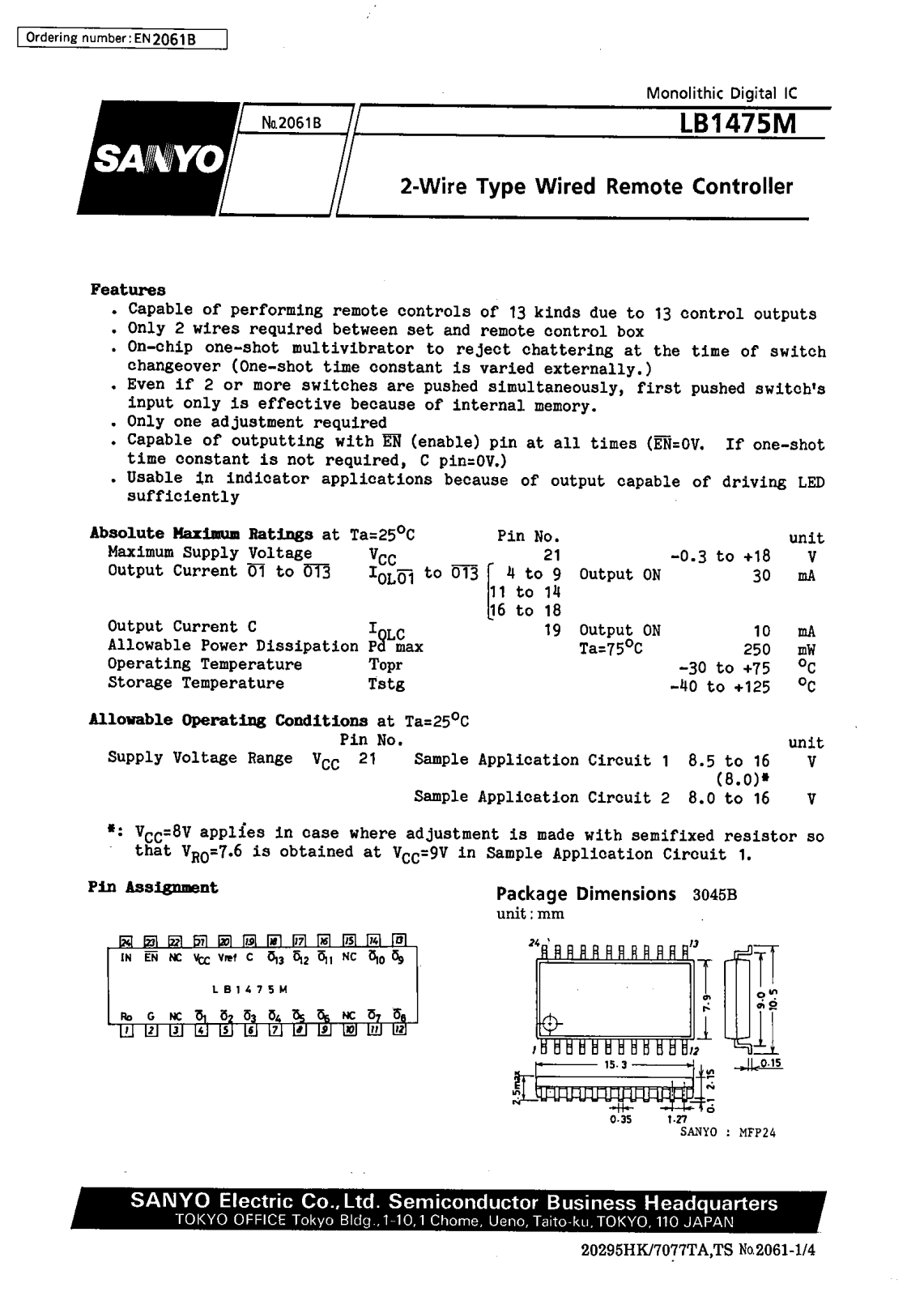 SANYO LB1475M Datasheet