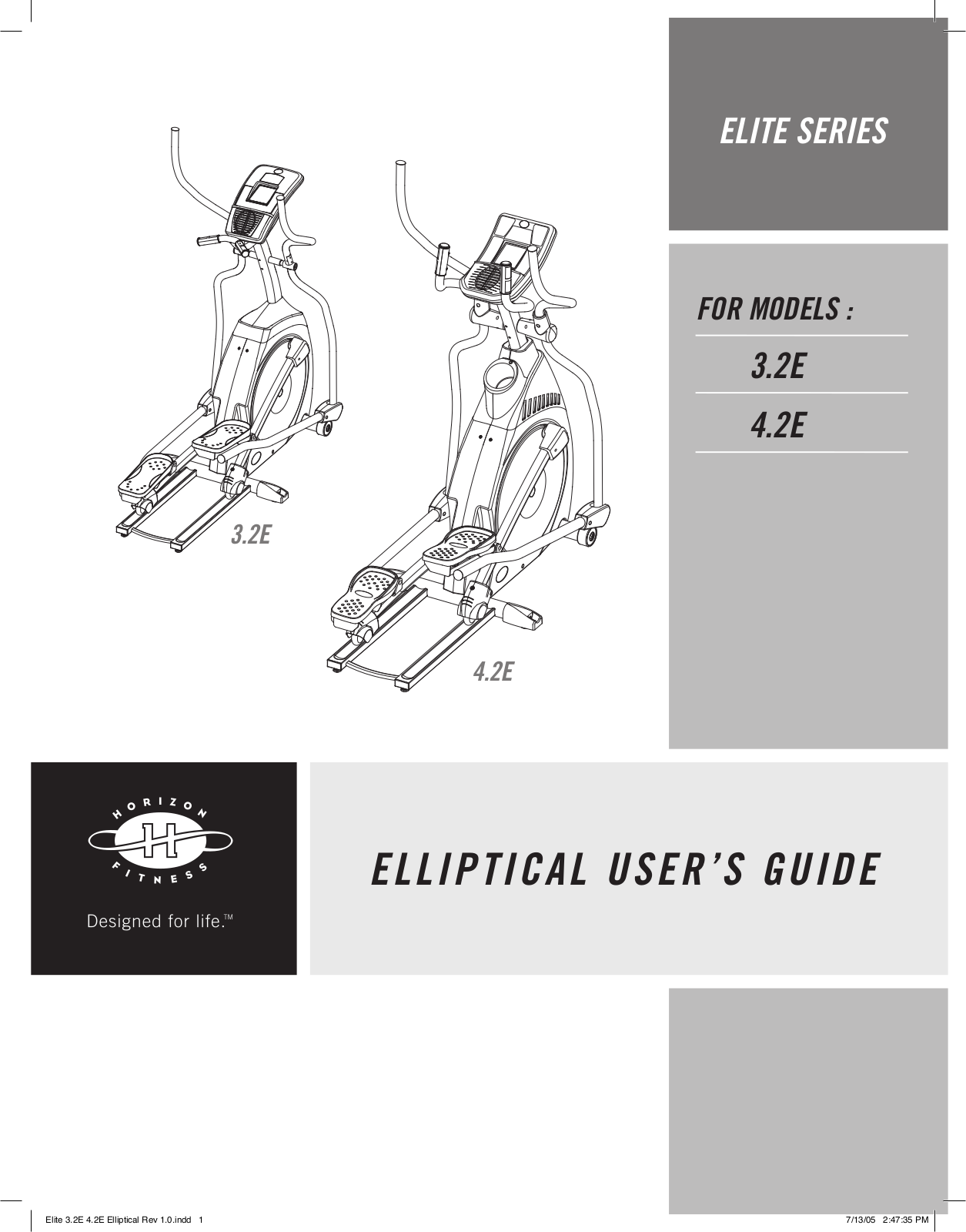 Horizon Fitness ELITE 4.2E, ELITE 3.2E User Manual