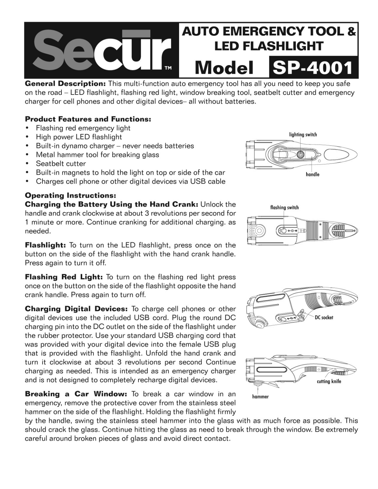 Secur SP-4001 User Manual