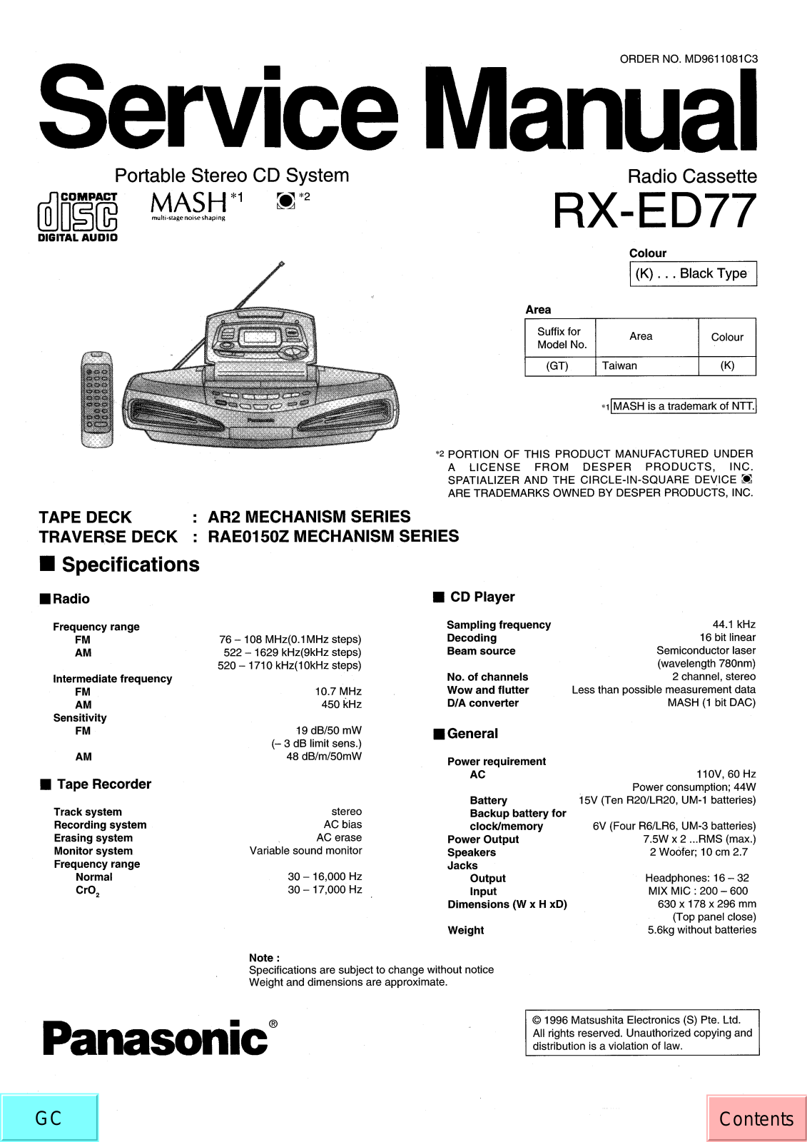 JVC RX ED77 GT Service Manual