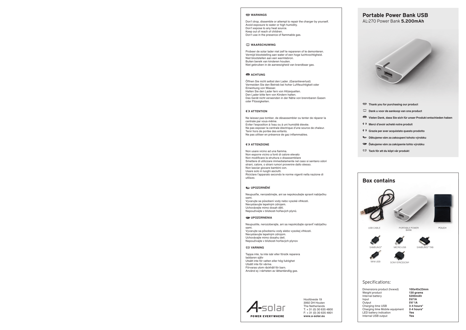 Xtorm by A-Solar AL-270 Data Sheet