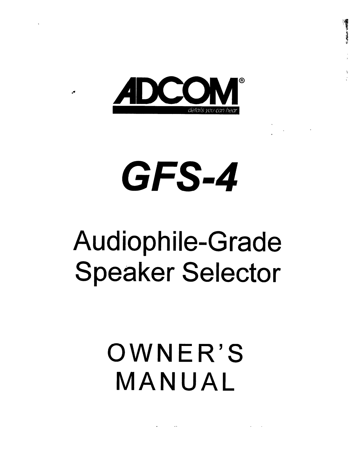 Adcom GFS-4 Owners manual