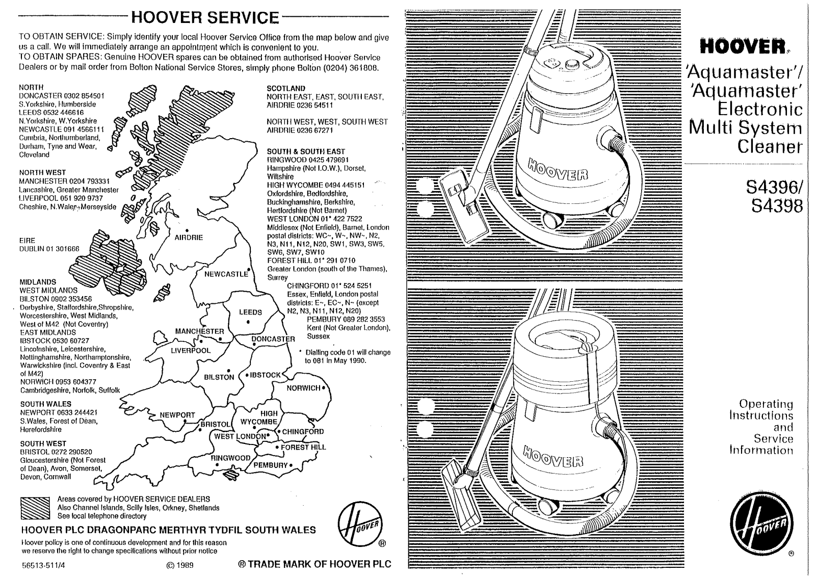 Hoover S4398, S4396 User Manual