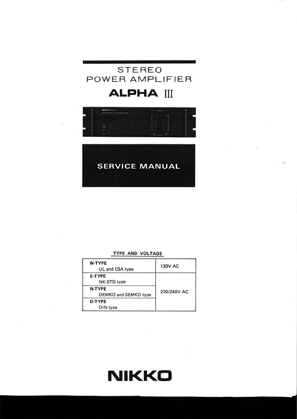 Nikko Alpha-3 Service Manual