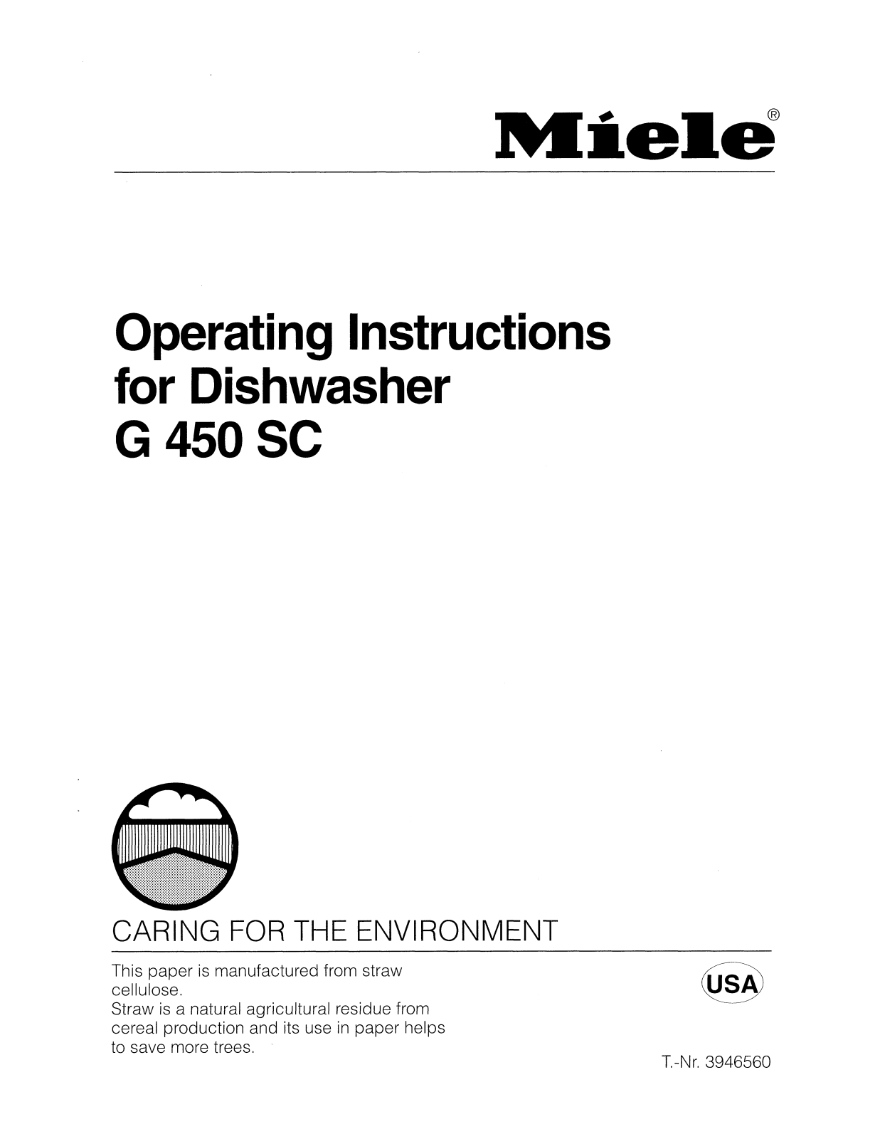 Miele G 450 Operating instructions