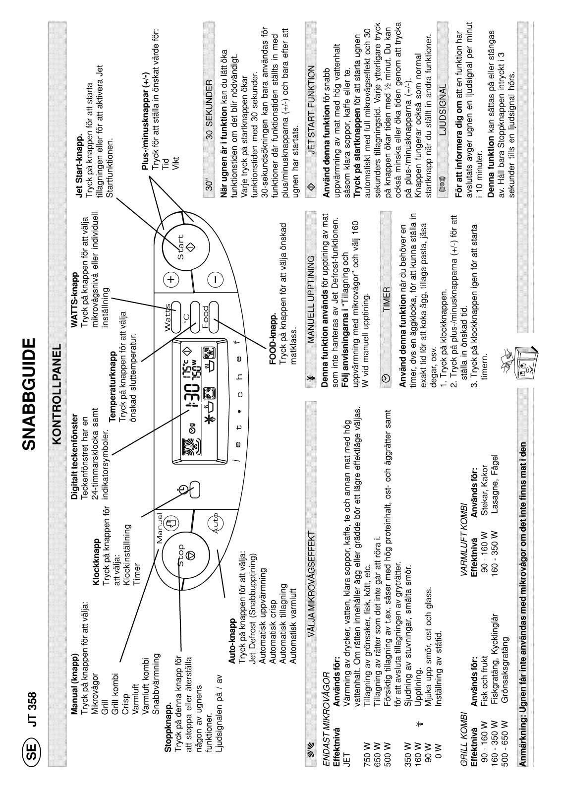 Whirlpool JT 358 black Quick reference guide