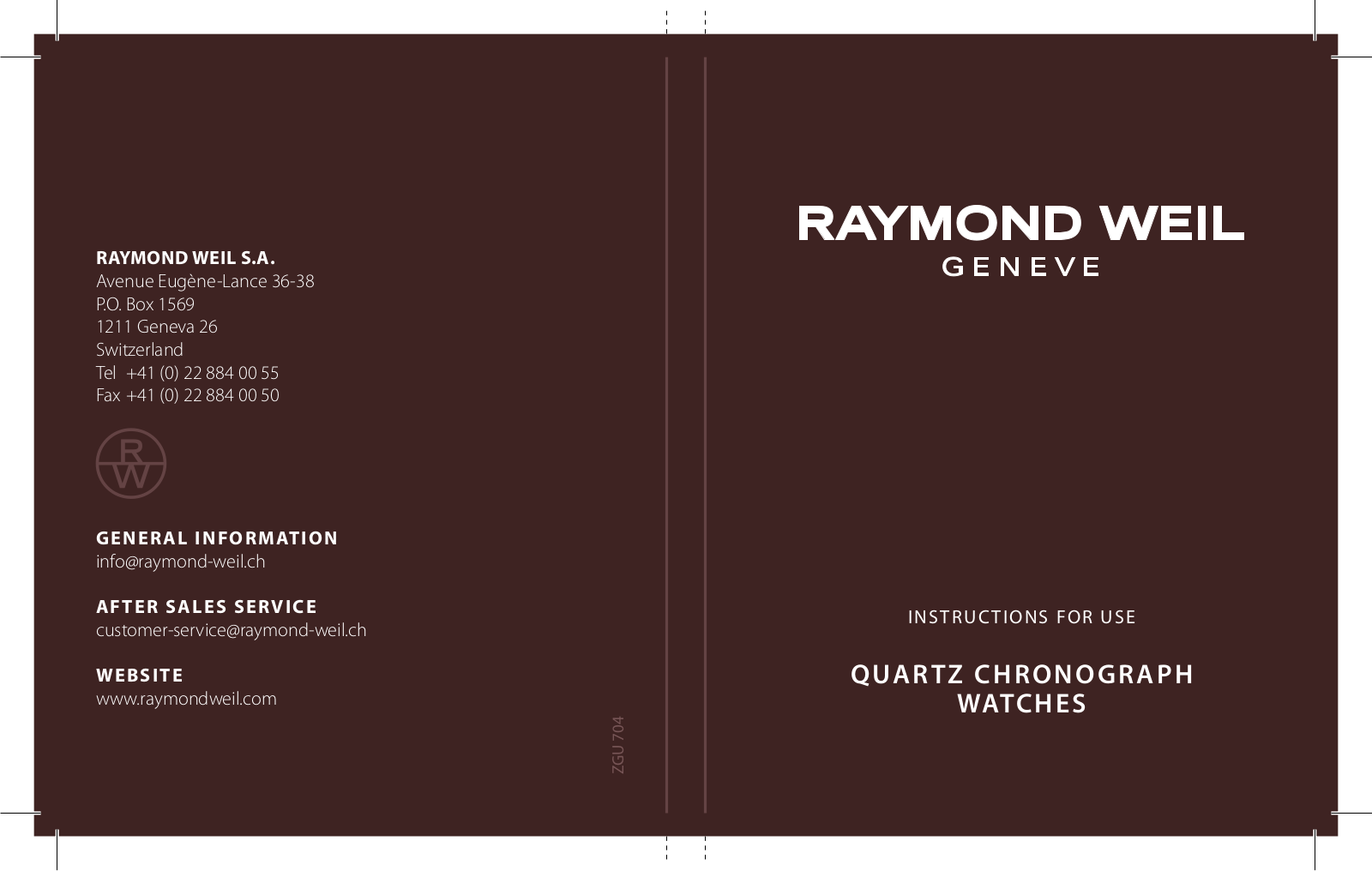 Raymond Weil QUARTZ CHRONOGRAPH  WATCHES User Manual