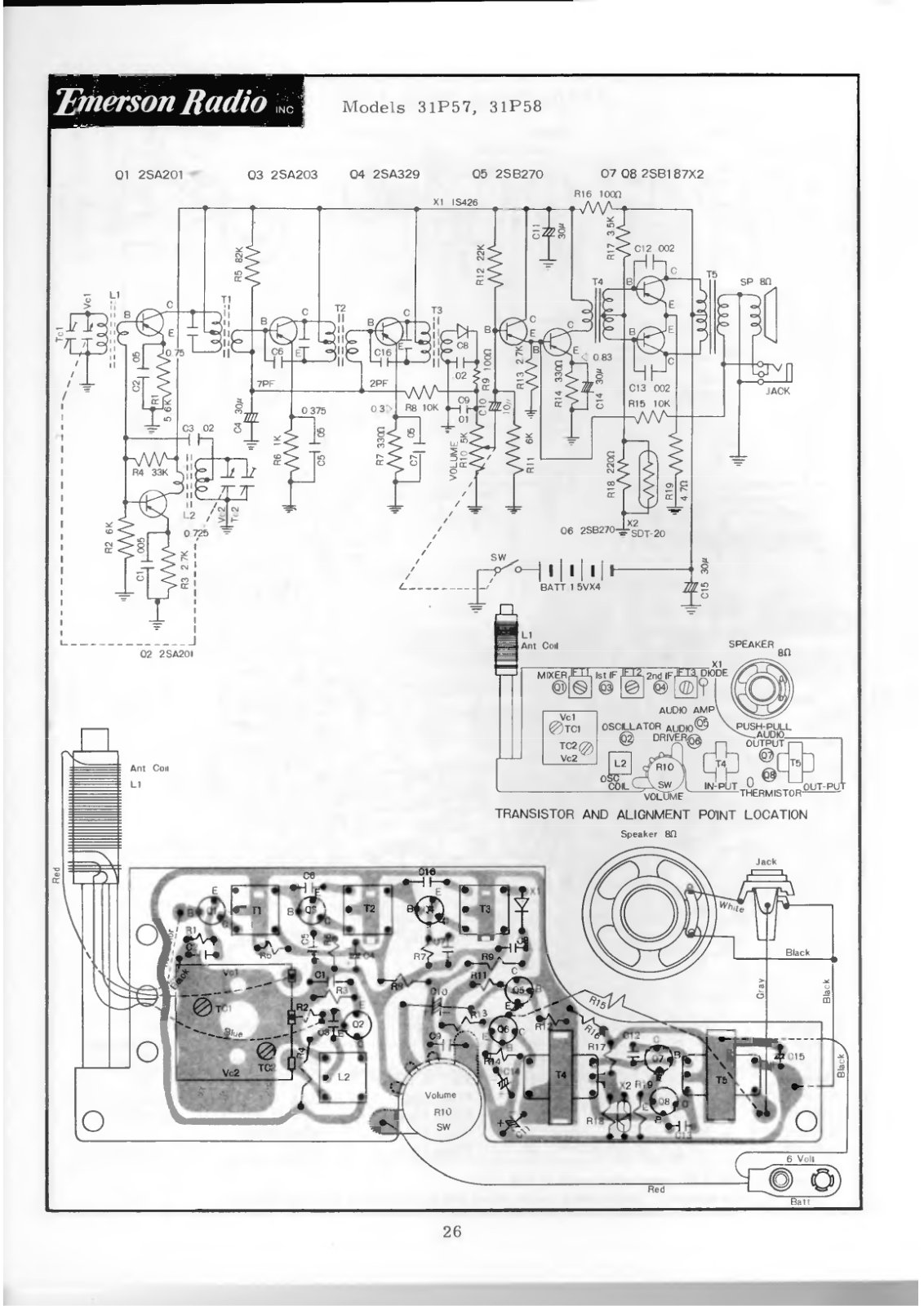 Emerson 31P57, 31P58 Schematic