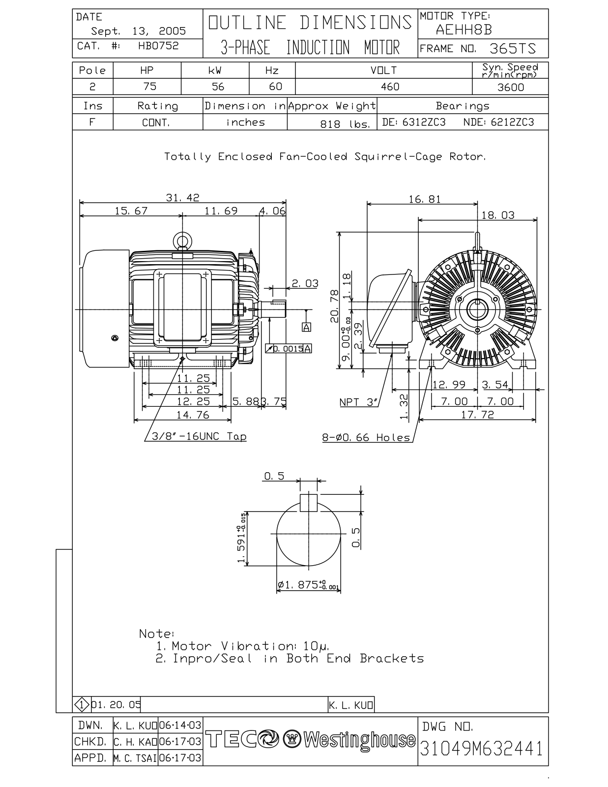 Datasheet HB0752 Reference Drawing (Teco) - ManualMachine.com