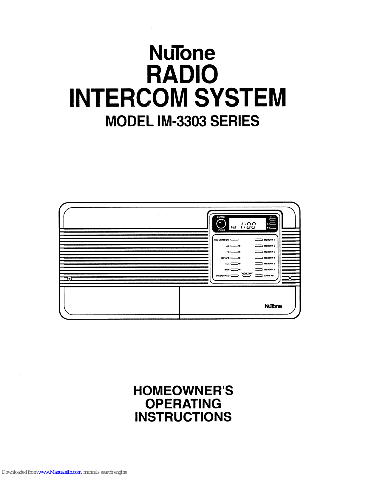 NuTone IM-303 Owner's Manual