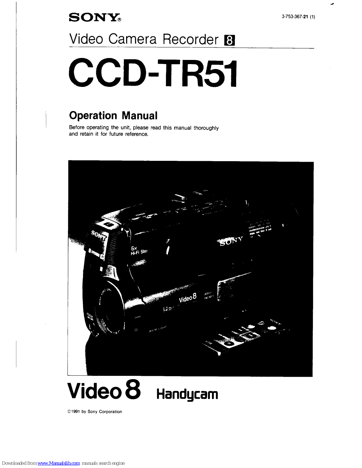 Sony Handycam CCD-TR51 Operation Manual