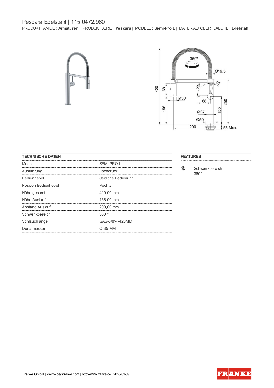 Franke 115.0472.960 Service Manual