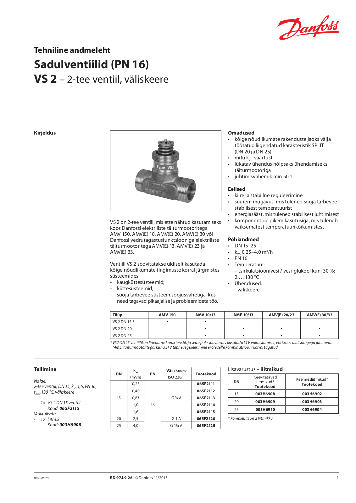 Danfoss VS 2 Data sheet