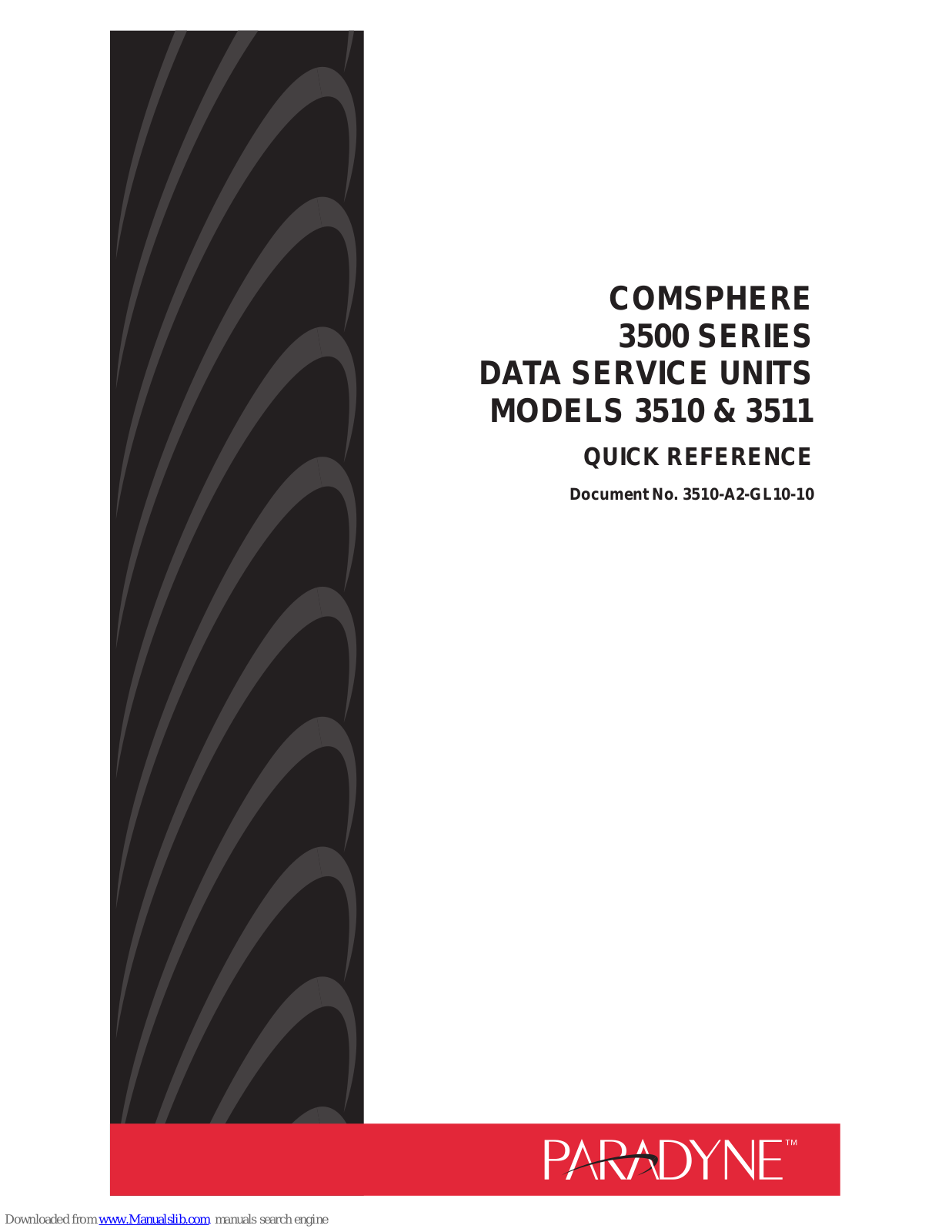 Paradyne Network Adapter 3510, COMSPHERE 3511, COMSPHERE3500 Quick Reference Manual