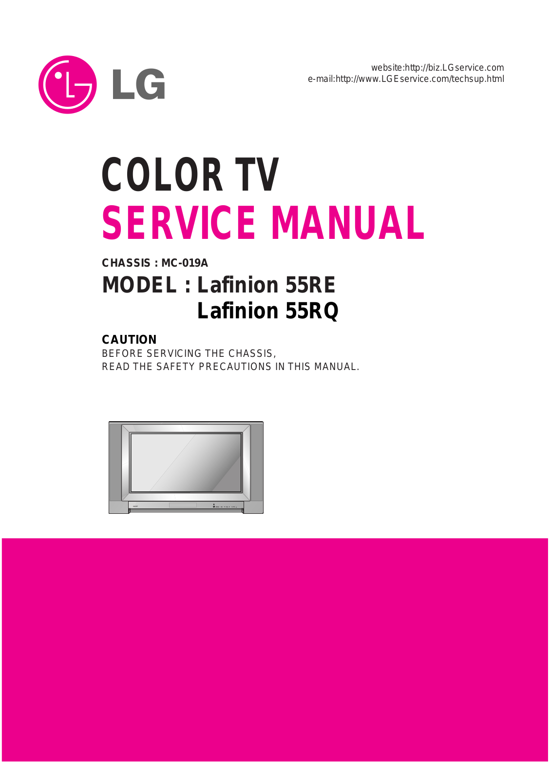 LG 55RQ, MC-019A, 55RE Service Manual