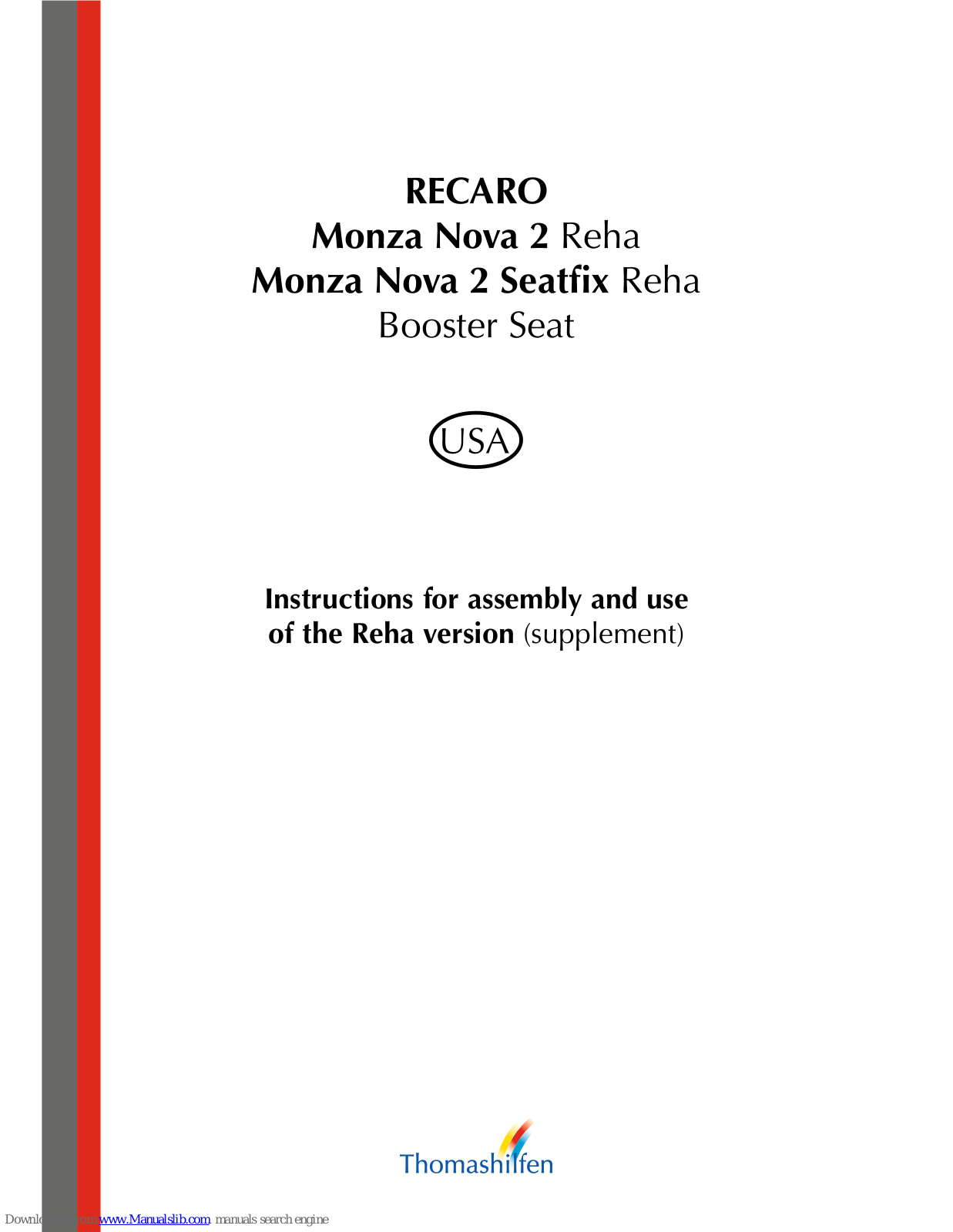 RECARO Monza Nova 2 Reha, Monza Nova 2 Seatfix Reha Instructions For Assembly