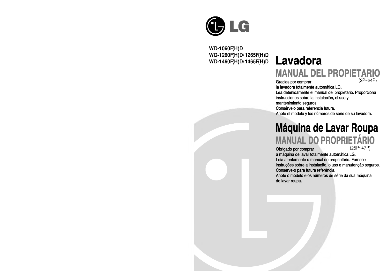 Lg WD-1060FD, WD-1460FD, WD-1260FD, WD-1465FD, WD-1060FHD User Manual