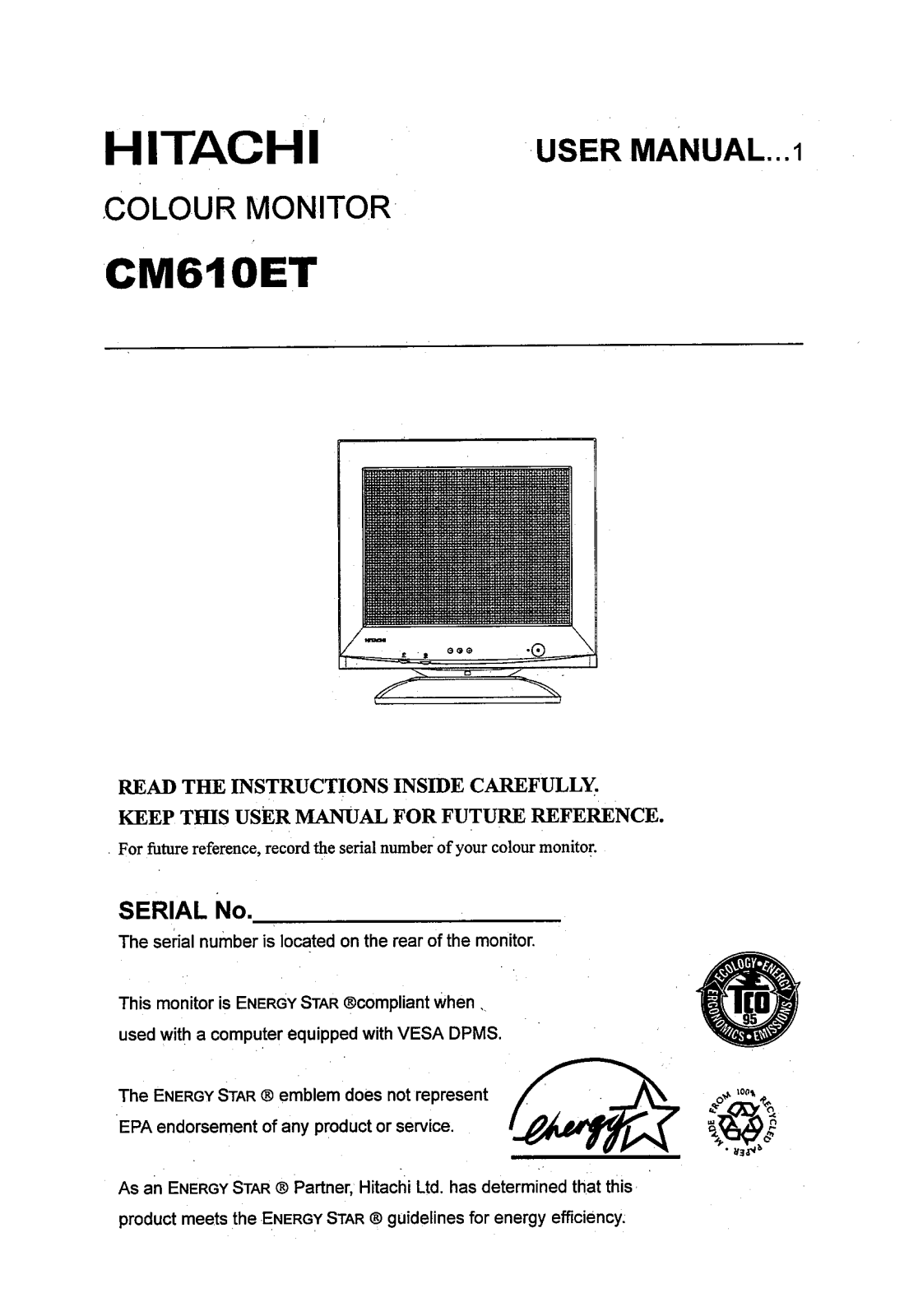 Hitachi CM610ET User Manual