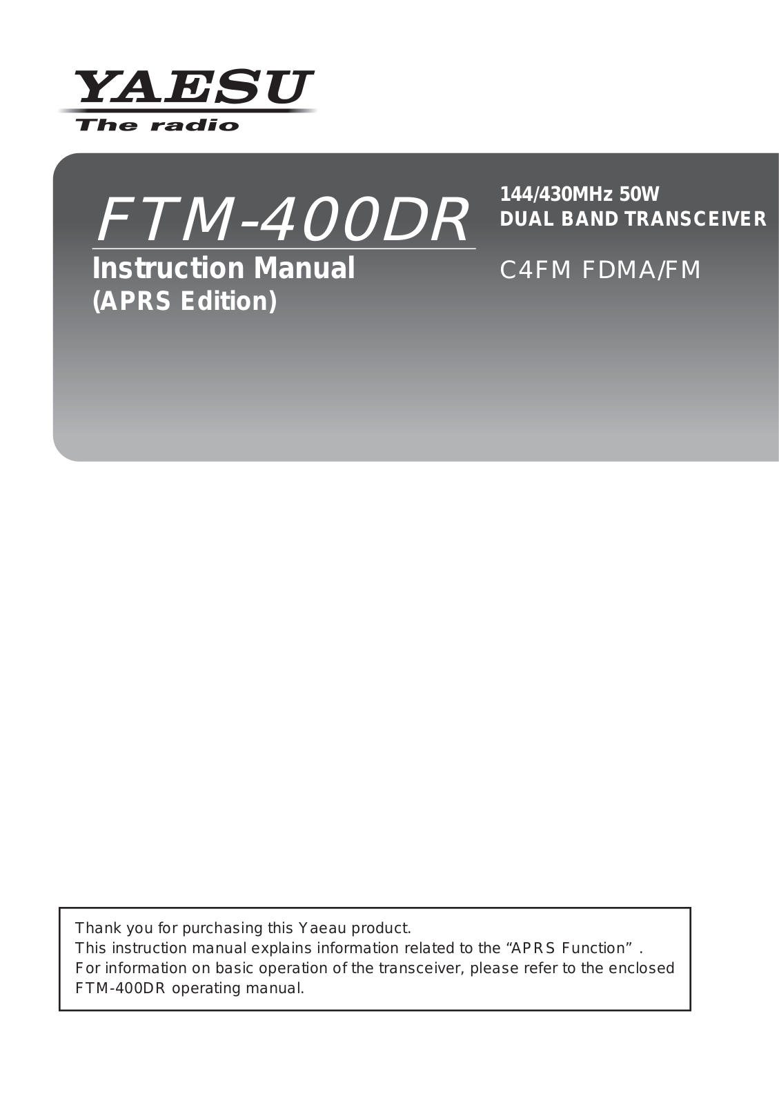 Yaesu FTM-400DR User Manual