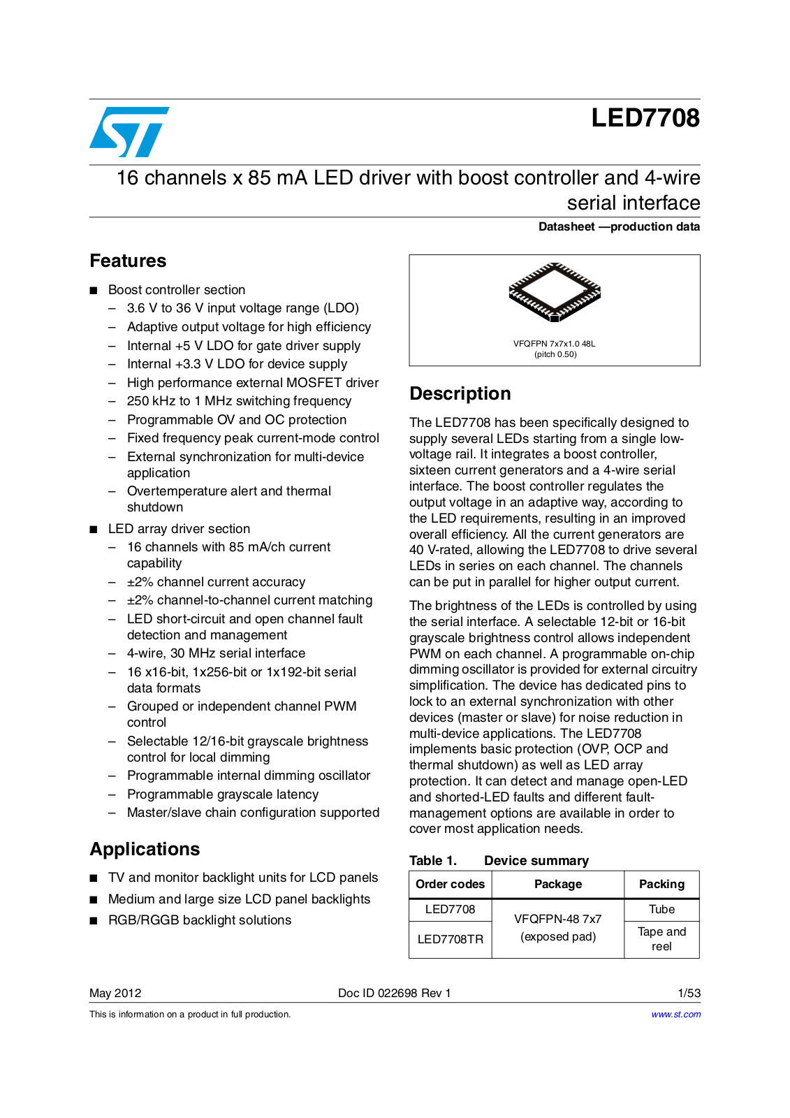 ST LED7708 User Manual