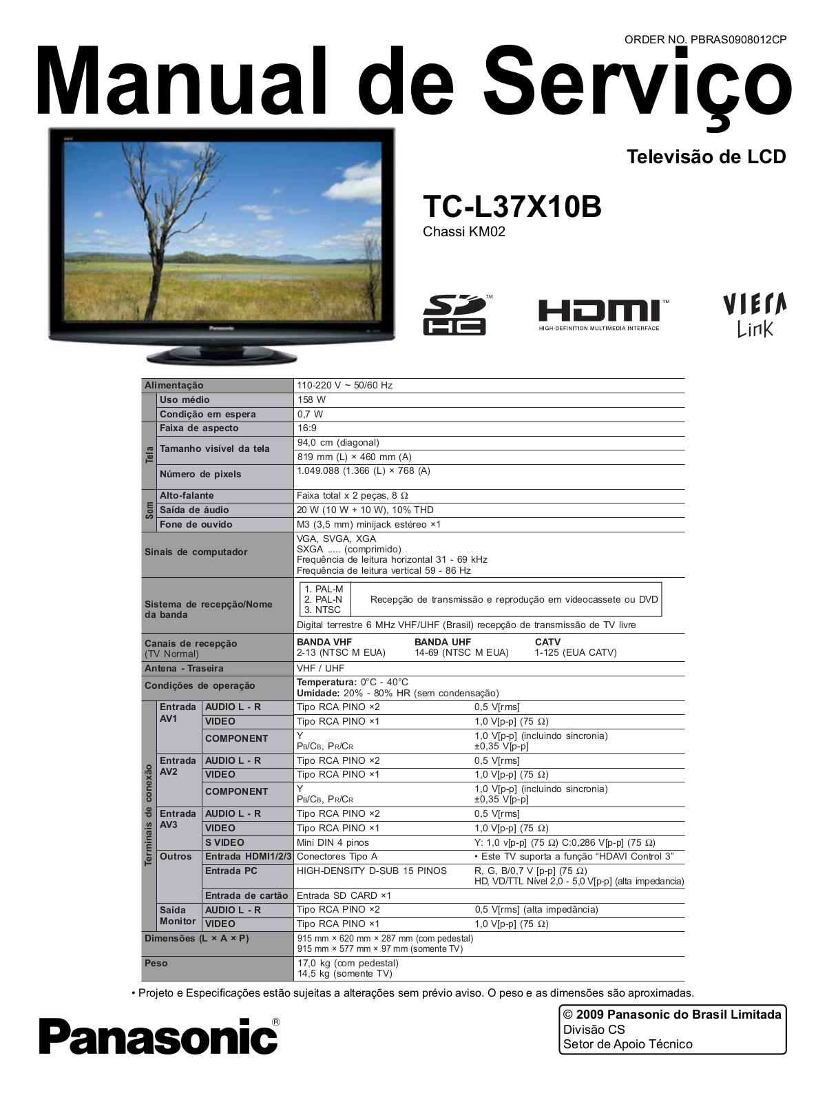 Panasonic TC-L37X10B Schematic