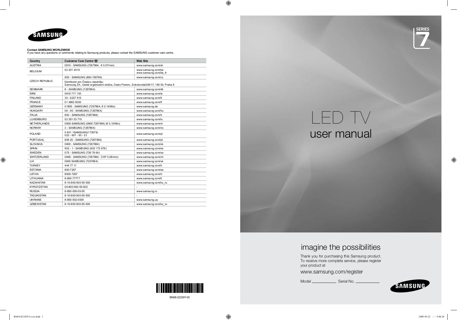 SAMSUNG UE32B7000 User Manual