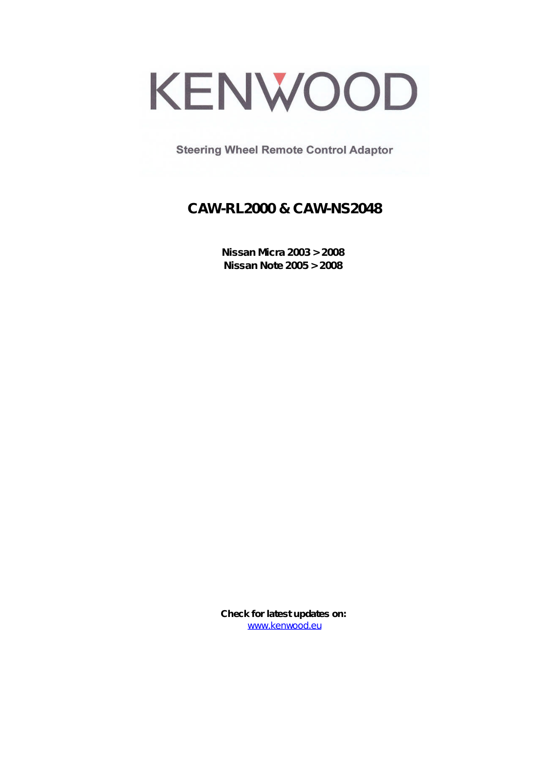 Kenwood CAW-NS2048 User Manual