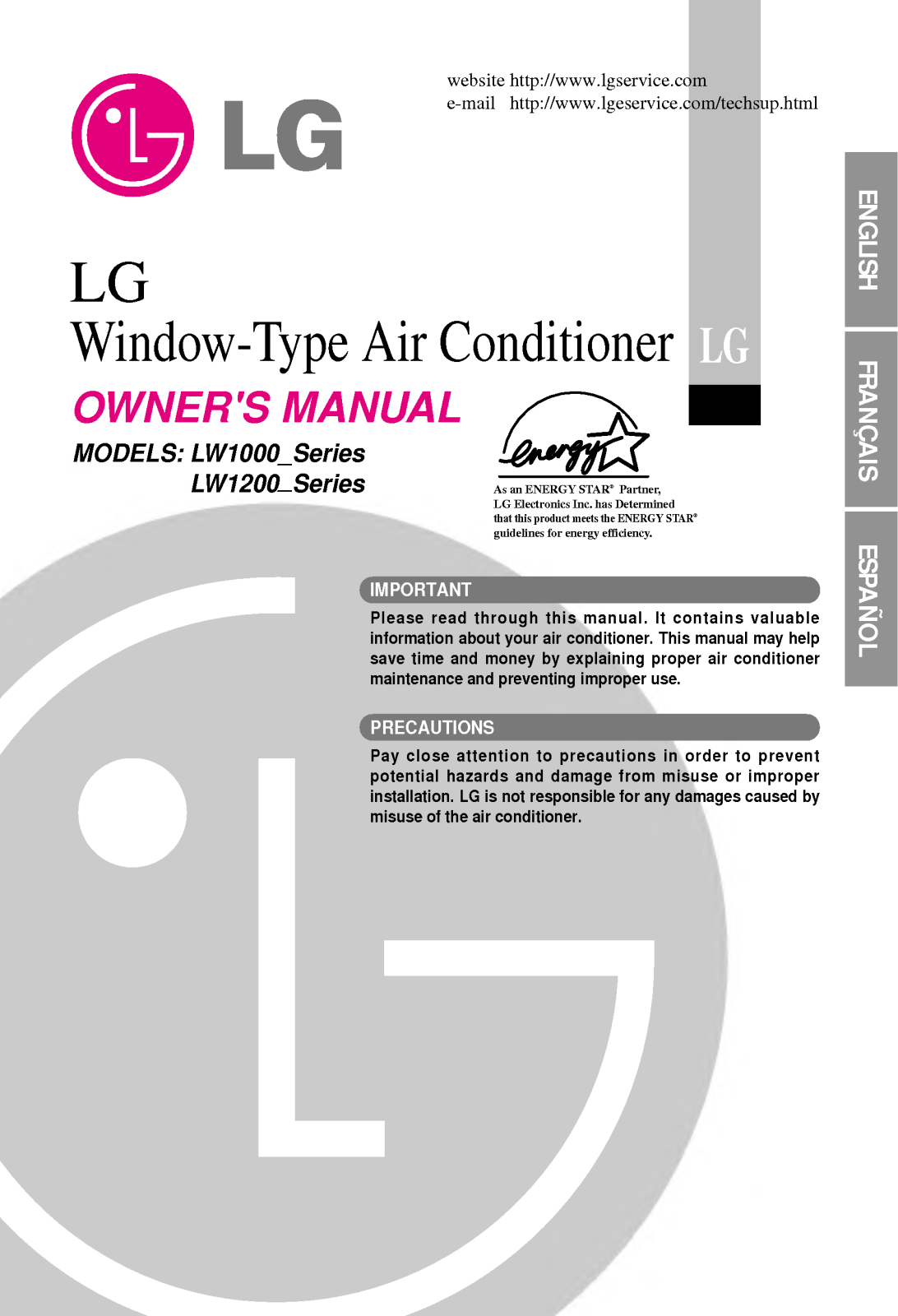 LG LW12000ER User Manual