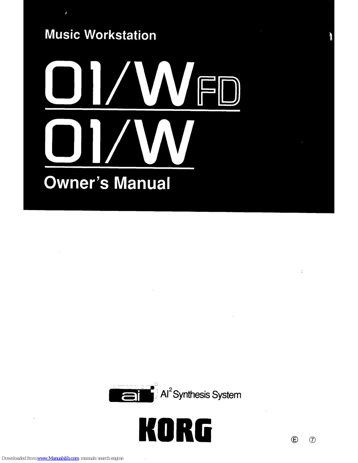 Korg O1/W FD, 01/W Owner's Manual